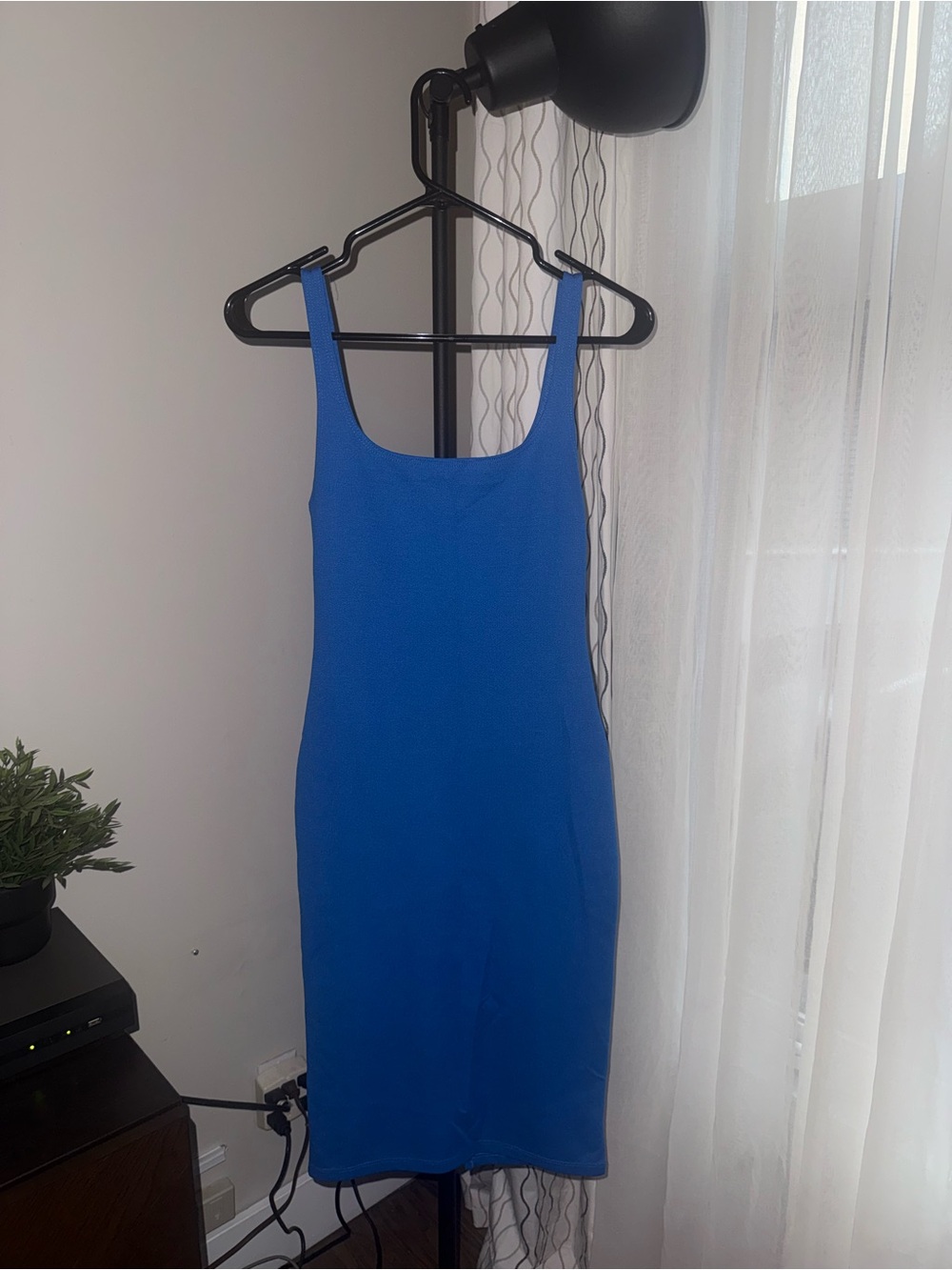 Zara Electric Blue Scoop Neck Mini Dress